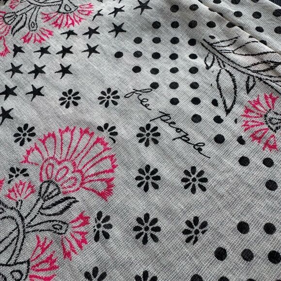 FREE PEOPLE Shoulder Tote Shopping Bag Floral Black Pink Sheer Boho - Picture 4 of 7